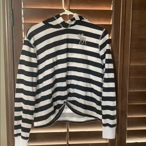 Abercrombie Kids black striped hooded sweatshirt